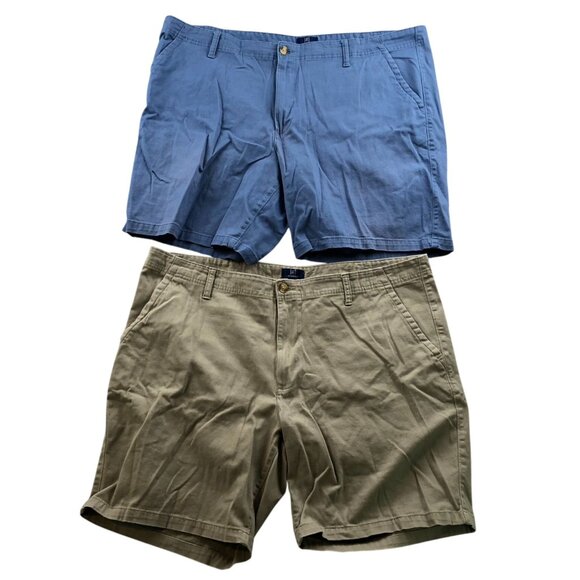 George Mens Shorts Size 42 Lot Of Two Casual Summer Chino Classic Khaki Tan Blue - Picture 1 of 16